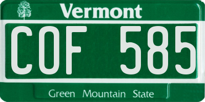 VT license plate COF585