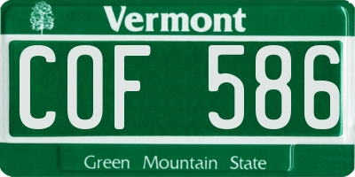 VT license plate COF586