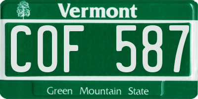 VT license plate COF587