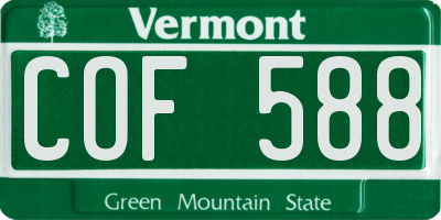 VT license plate COF588