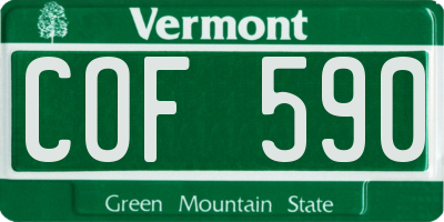 VT license plate COF590