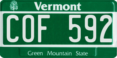 VT license plate COF592