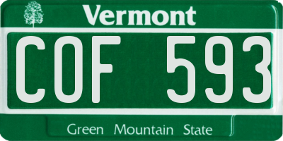 VT license plate COF593