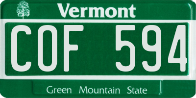 VT license plate COF594