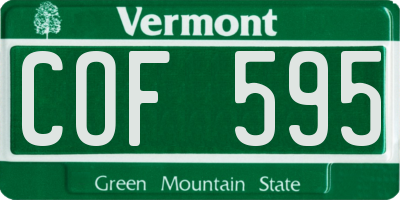 VT license plate COF595
