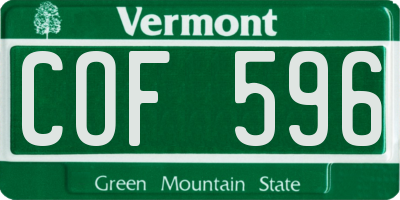 VT license plate COF596