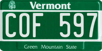 VT license plate COF597