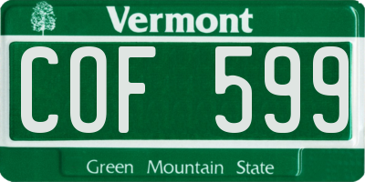 VT license plate COF599