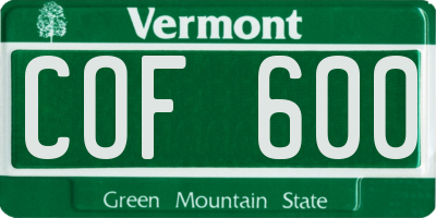 VT license plate COF600