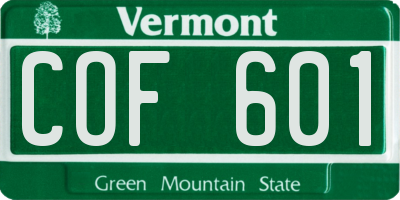 VT license plate COF601