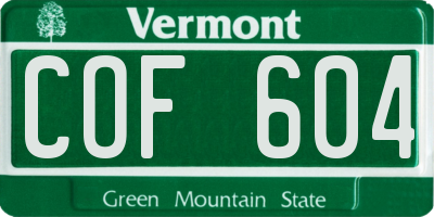 VT license plate COF604