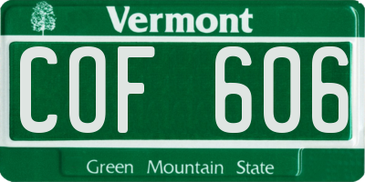 VT license plate COF606