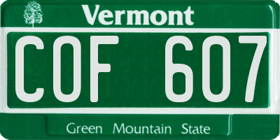 VT license plate COF607
