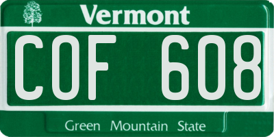 VT license plate COF608