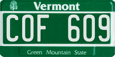 VT license plate COF609