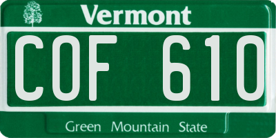 VT license plate COF610