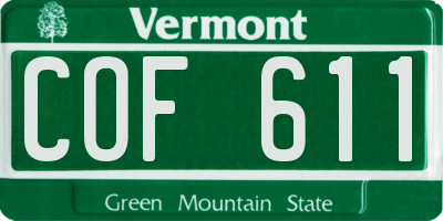 VT license plate COF611