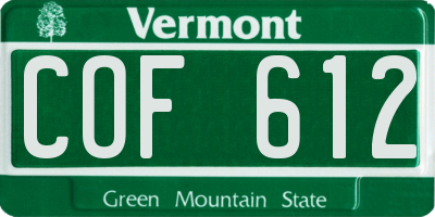 VT license plate COF612