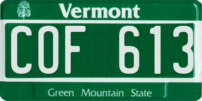 VT license plate COF613