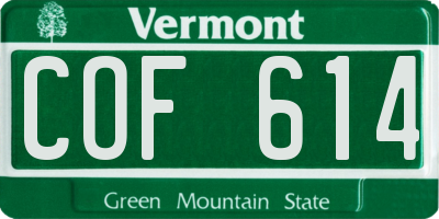 VT license plate COF614