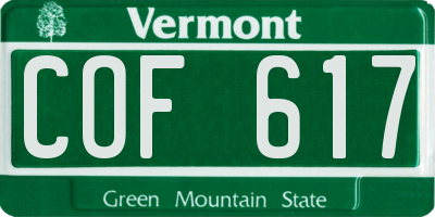VT license plate COF617