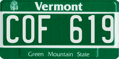 VT license plate COF619