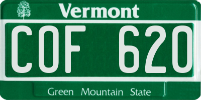 VT license plate COF620