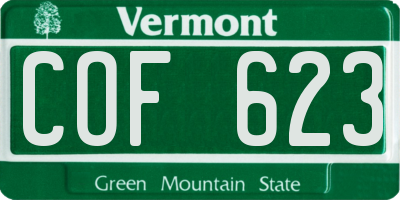 VT license plate COF623