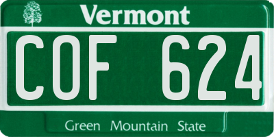 VT license plate COF624