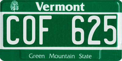 VT license plate COF625