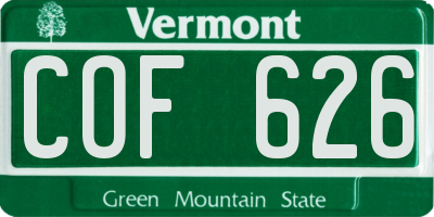 VT license plate COF626