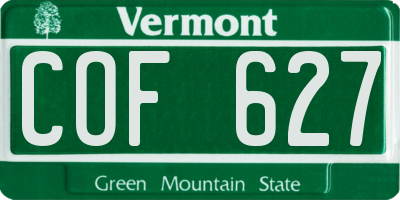 VT license plate COF627