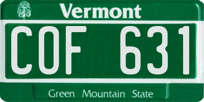 VT license plate COF631