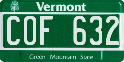 VT license plate COF632