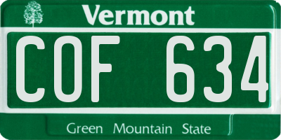 VT license plate COF634