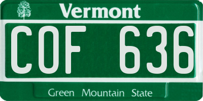 VT license plate COF636