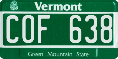 VT license plate COF638
