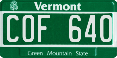 VT license plate COF640