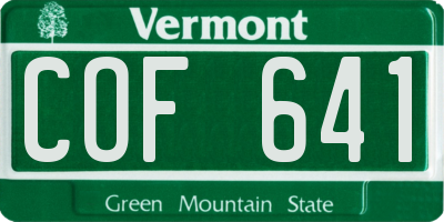 VT license plate COF641