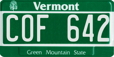 VT license plate COF642