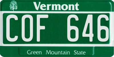 VT license plate COF646