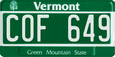 VT license plate COF649