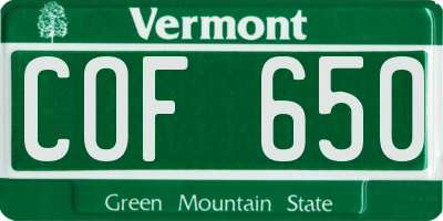 VT license plate COF650