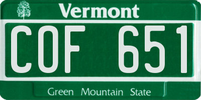 VT license plate COF651
