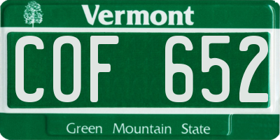 VT license plate COF652
