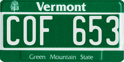 VT license plate COF653
