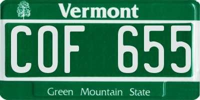 VT license plate COF655