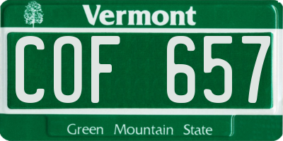 VT license plate COF657