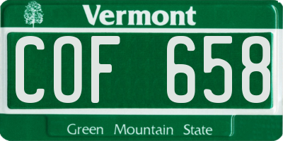 VT license plate COF658