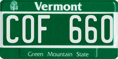 VT license plate COF660